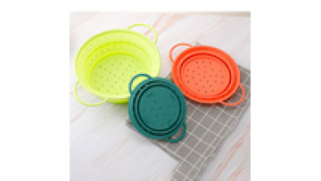 Food grade Silicone Foldable Filter Strainer Round Collapsible Colander Kitchen Plastic Fruit Vegetable Washing Drain Basket1