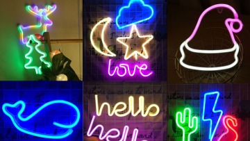 Led Neon Sign Light Butterfly Rainbow Star Hand Hello for Room Party Wedding Decoration Xmas Gift Night Toy Animal Kid's Light1
