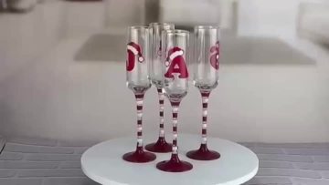 champagne flute glass with monogram design