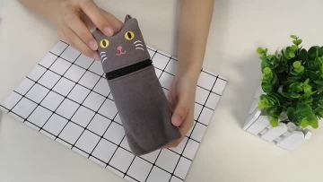 Three-dimenssional cute cat canvas pencil case