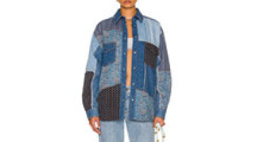 Wholesale Custom Patchwork Floral Oversize Button Up With Pockets Jean Jacket1