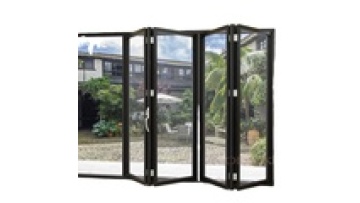 Exterior Powder Coated Black Double Tempered Glass Accordion Aluminium Bi Folding Patio Door1