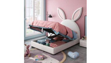 Rabbit ears lovely children bed for girl cartoon leather furniture1