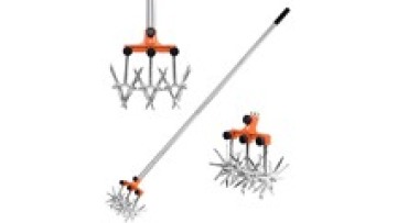 Rotary Cultivator Tool Adjustable garden Hand Tiller with Stainless Steel Pole for Soil Mixing or Reseeding Grass1