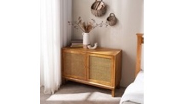New trend nordic style modern designs sideboard natural display storage wood rattan  kitchen  living room cabinet1