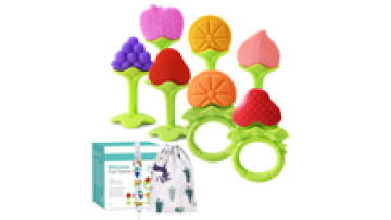 Wholesale Bpa free Food Grade Silicone Fruit Shape Smooth and Infants Teething Toys Baby Teether Toys Set1