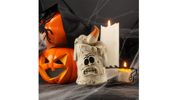Pumpkin Head Ghost Halloween Scene Decoration