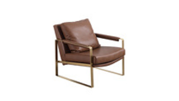 Modern furniture Accent living room chairs leather Arm Chair stainless steel metal Leisure lounge chair1