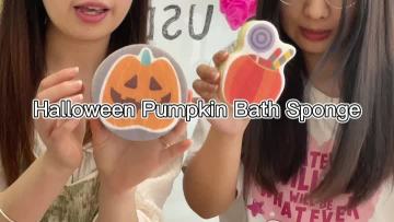 5.27Halloween pumpkin with bath sponge for shower