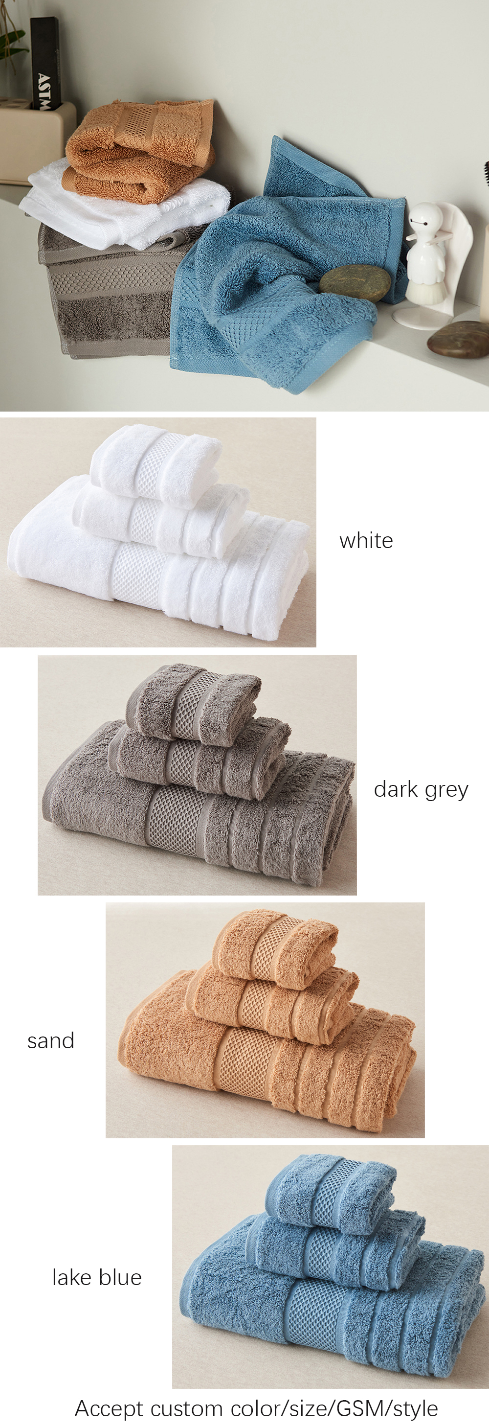 Cotton Soft Bath Hand Face Towels Set