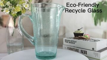 Green Bubbles Recycled Glass Handle Water Milk Jug