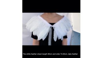 Wedding Bridal Ladies Shoulder Badge Fashion Shirt White Feather Shawl Shrug Collar1