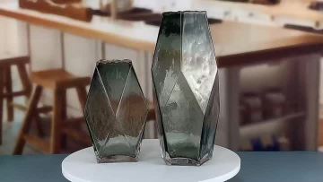 gold decoration smokey grey geometric glass vases