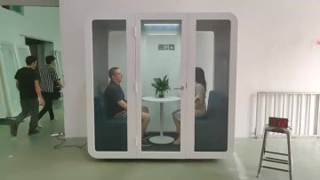 Office Space Portable Booth Meeting Pod Phone Booth Open Office Soundproof Light USB Metal Anti Sound Glass Frame Power Lighting1