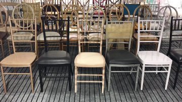 FeatTop high quality custom design  tiffany chair gold metal wedding chair1