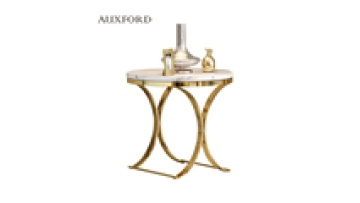 Modern Luxury stainless steel side table gold plated marble top round coffee table design relaxing time furniture1