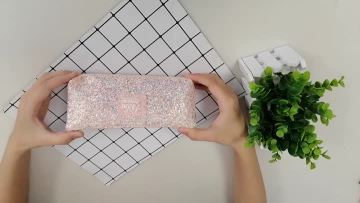 Custom zipper glitter trapezoid polyester pencil case