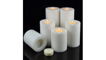 White resin artificial candle holders