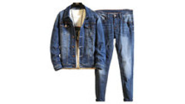 Two Piece Blue Jean Jacket and Pants Set 3XL Casual Cotton Suit for Men1