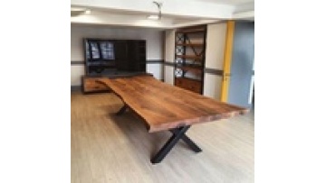 Modern Factory Price Wooden Kitchen Furniture Live Edge Slab Solid Walnut Wood Dining Restaurant Table1