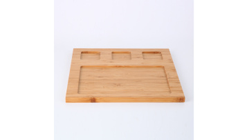 High Quality Custom Tea Breakfast Tray Rubber Wood Serving Tray  with Metal Handles for Food Fruit Tea1