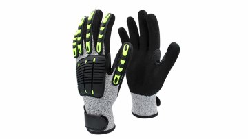 Wholesale Touch screen Nitrile leather tpr Anti vibration cut 5 Impact Gloves1