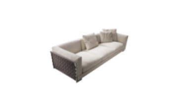 Customized living room furniture Fabric module couch Saddle woven leather stainless steel frame sectional large sofa1