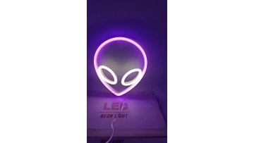 Neon Sign Alien Face Shaped Wall Hanging Lights for Home Children's Room Saucerman Night Lamps Xmas Party Holiday Art Decor1