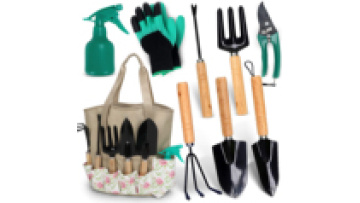 Hot sale garden hand tools Stainless Wooden Handle Garden tool Set with Tote Bag1