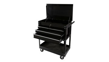 Tool cart with locking lid supports