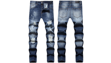 Men's stock skinny denim ripped jeans trousers1