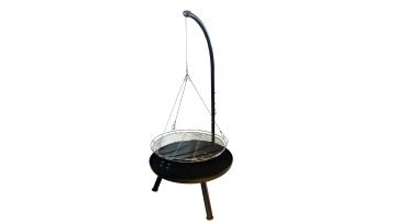 adjustable cooking height wood firepit