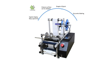 Semi-automatic round bottle labeling machine with cylinder