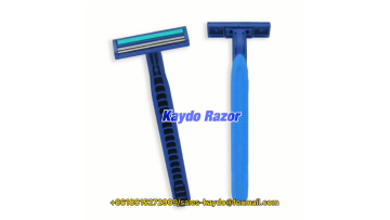 New model Rubber handle twin stainless steel blades with lubricating strip disposable razor1