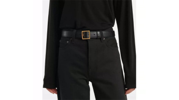 Gold Silver Square Buckle Classic Black Leather Be