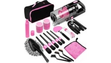 17pcs pink Car Cleaning Kit Interior Detailing Kit with High Power Handheld Vacuum car wash & care products set1