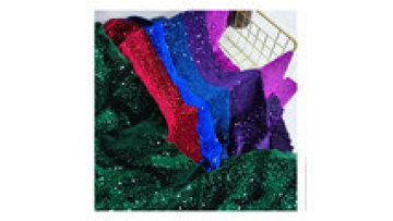 2024 Hot selling polyester and spandex  Multi-color Embroidery fabric stretch Sequin Velvet Fabric Fashion for bandage dress1