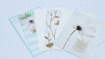Wholesale Glitter Flower Thinking Of You Sympathy Greeting Cards with Envelopes1