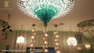 Lavius Round art custom stone lobby chandelier