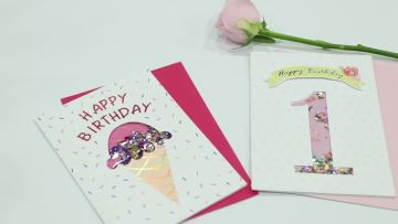 Unique Designed First Birthday Cards For Baby, Colorful Sequins Handmade Birthday Greeting Cards1