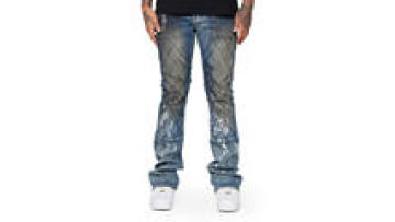 Wholesale Hight Quality Custom Designers Jeans Men's Acid Wash Stacted Fit Denim Jeans Men Long Pants1