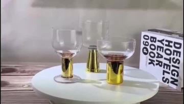 cocktail glass wine glass set with gold base