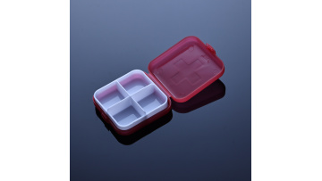 Square Shaped 4 Compartments Pill Case