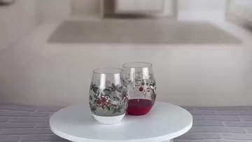 glass tumblers stemless wine glass set Xmas design