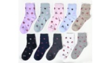 Wholesale Autumn Rint Tall Socks New custom logo Lady Cotton Casual Flat Shoes Sport cute  Cotton Women's socks1