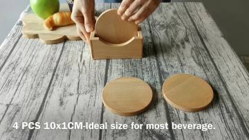 Natural Bamboo Round Personalized Gift Beer Bar Cup Holder Mat Bamboo Coaster Set For Gift1