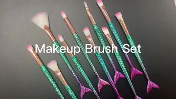 10 pcs Mermaid Cosmetic Brush Set Fish Tail