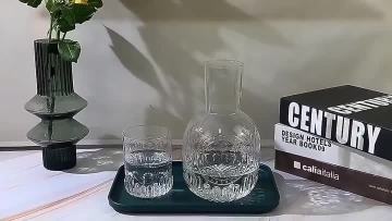 Stocked embossed glass Bedside Water Carafe Set