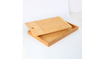 Modern Simple Slatted Bamboo Bread Chopping Board with Bread Crumb Shelf1