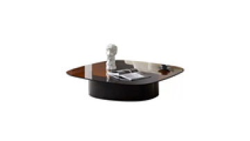 Home living room central table Stone plate tempered glass coffee table Small apartment round tea table1